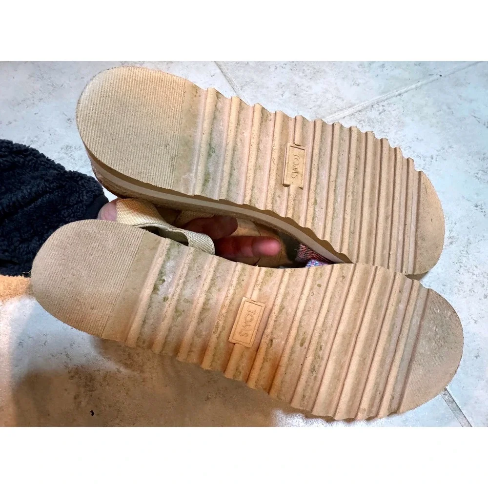 TOMS Women's Platform Wedge Espadrille Sandals Size 10 W Multi‎ Color Tribal